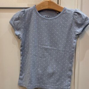 Mini Boden Pointelle Blue Polka Dot Top